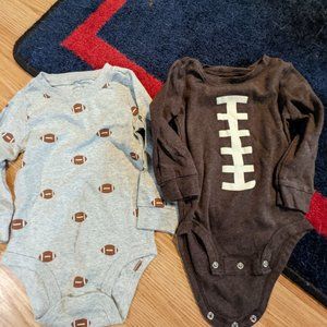 Set of 2 Football Theme Long Sleeve Onesies